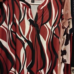 SHEIN Red and Black Abstract Blouse